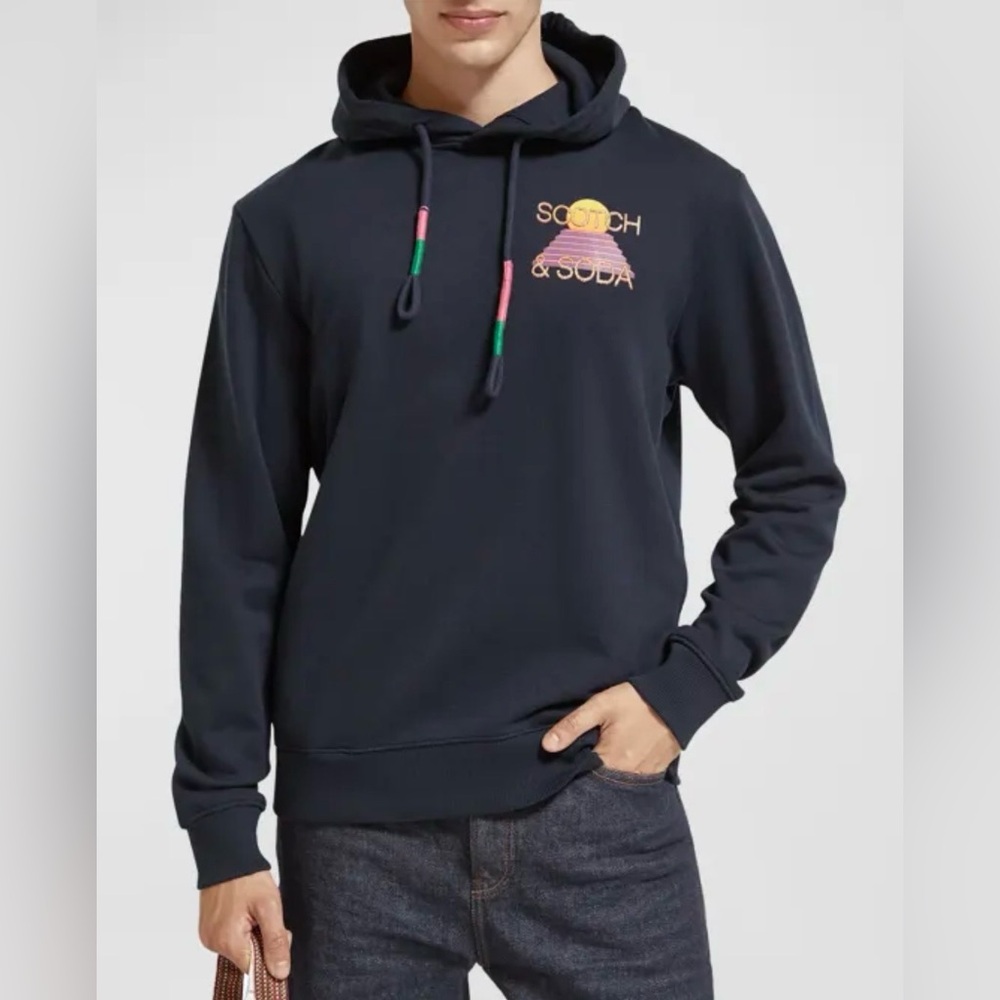 Scotch & Soda unisex Dark Blue Hoodie with Logo